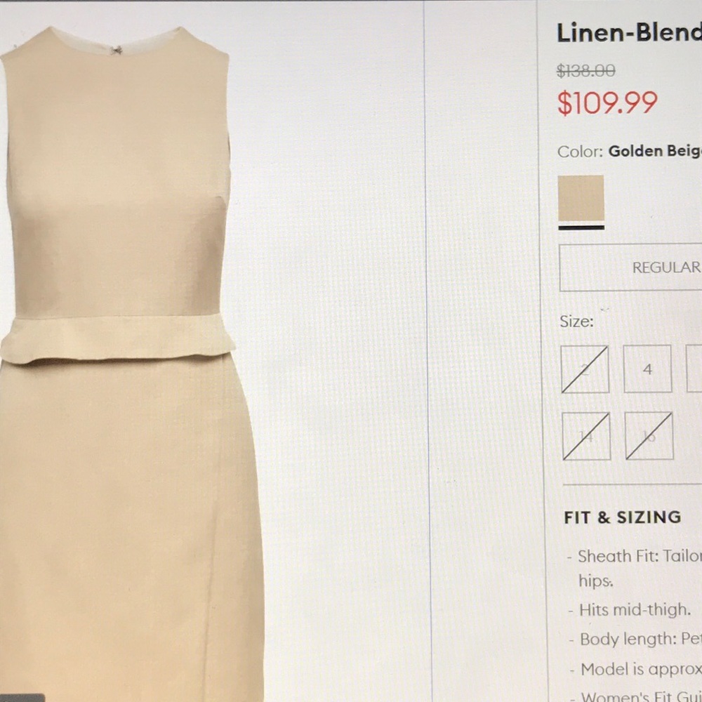 Banana Republic Linen Dress 10P